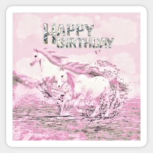 Angelic Horses Birthday Greeting Sticker